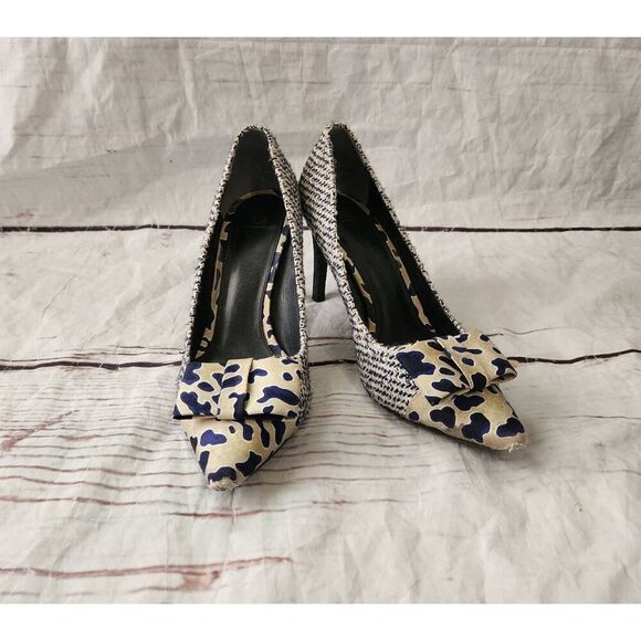 Tory Burch Cleo Tweed Pumps With Bow Size 11 - Picture 1 of 8